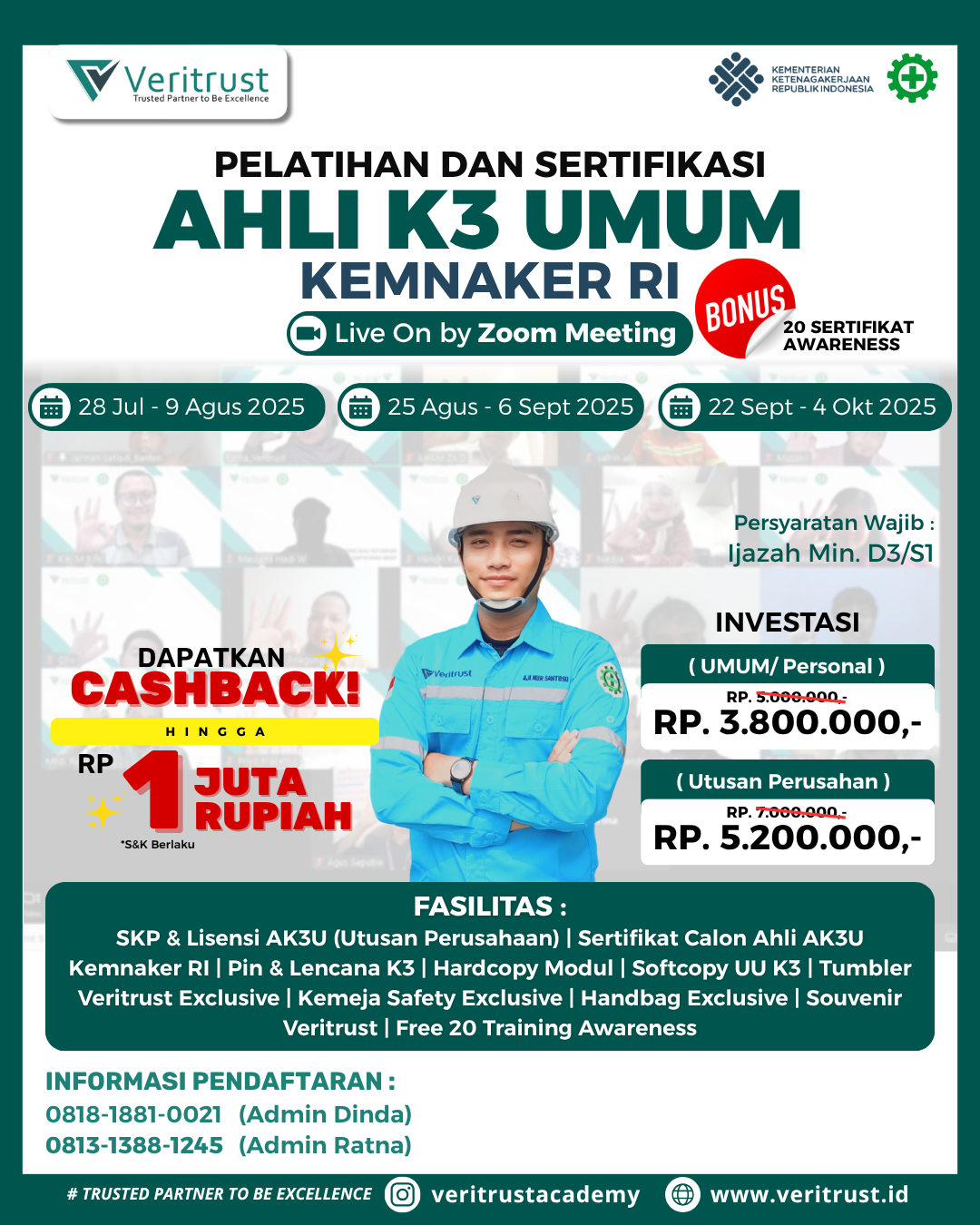 Pelatihan AK3U Kemnaker Bulan Agustus