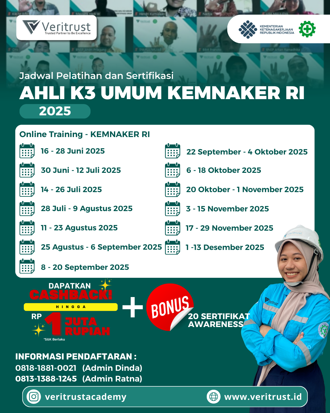 Cover Depan Akhir Jadwal Training KEMNAKER RI
