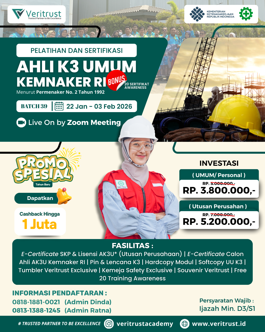 Pelatihan Ahli K3 Umum Kemnaker RI Resmi