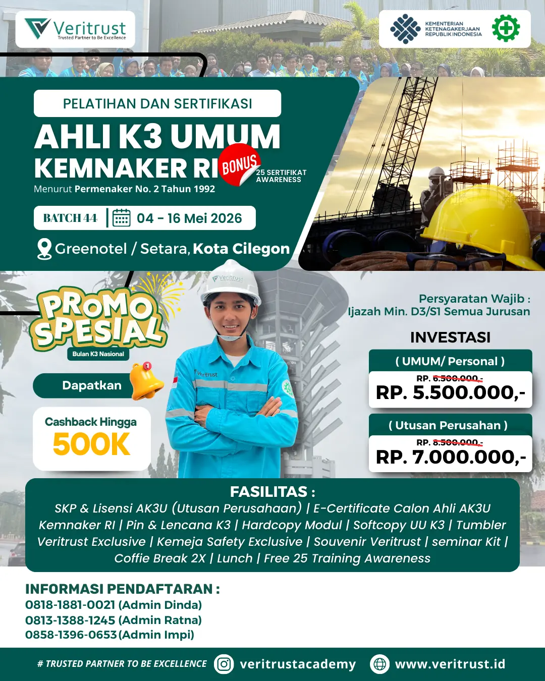 Pelatihan Ahli K3 Umum Kemnaker RI Kota Cilegon