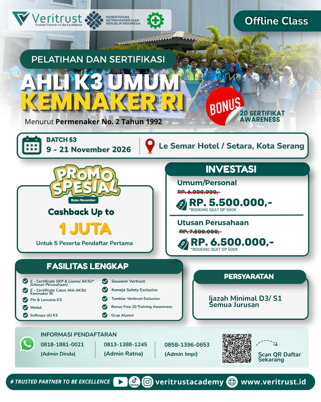 ahli k3 umum sertifikasi Kemnaker ri kota serang